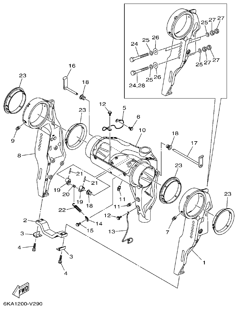 Yamaha F300FST, FL300FST, F300FST2, FL300FST2 BRACKET 1 parts diagram